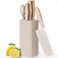 Flash Sale - Astercook Knife Set, 6-Piece Kitchen Knife Set with Block, High Carbon Stainless Steel Ultra Sharp Kitchen Knives, Wood Grain Handle, Dishwasher Safe Knife Block Set, Black, Kitchen Utility Knives