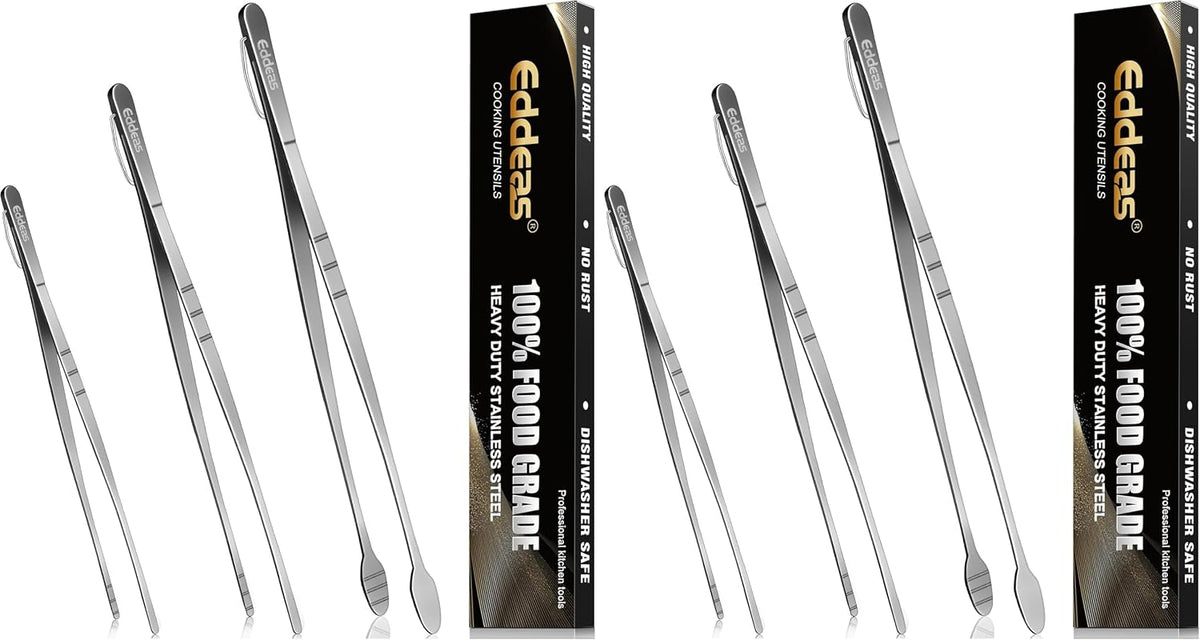 Limited-Time Deal - Tongs For Cooking Up To 600°F Metal Kitchen Tweezers Tongs 12, 9 in - Heat Resistant 600 Degrees, Heavy Duty Stainless Steel Cooking for Food, Grill, BBQ, Dishwasher safe Set of 4