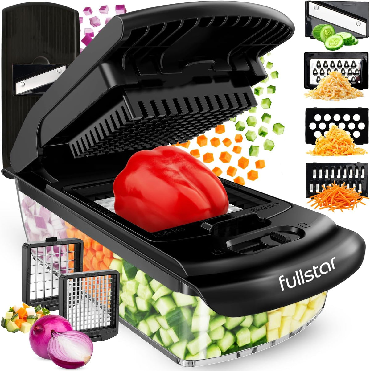 Hot Sale - Fullstar Pro Original Vegetable Chopper & Spiralizer, All-in-1 Kitchen Tool - Multi-Blade Veggie Chopper, 5-Cup Container Onion & Food Cutter Dicer Spiralizer Dishwasher Safe Kitchen Gadgets & Essentials