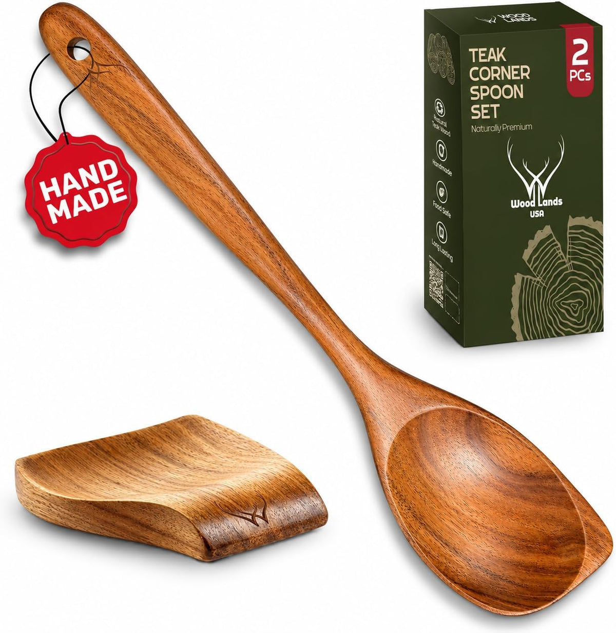 Flash Sale - 8 Pcs Teak Wooden Utensil Set – Premium Wooden Cooking Utensils Set, Natural Wooden Spoons for Cooking - Sturdy Kitchen Utensils & Cooking Spoons for Every Chef
