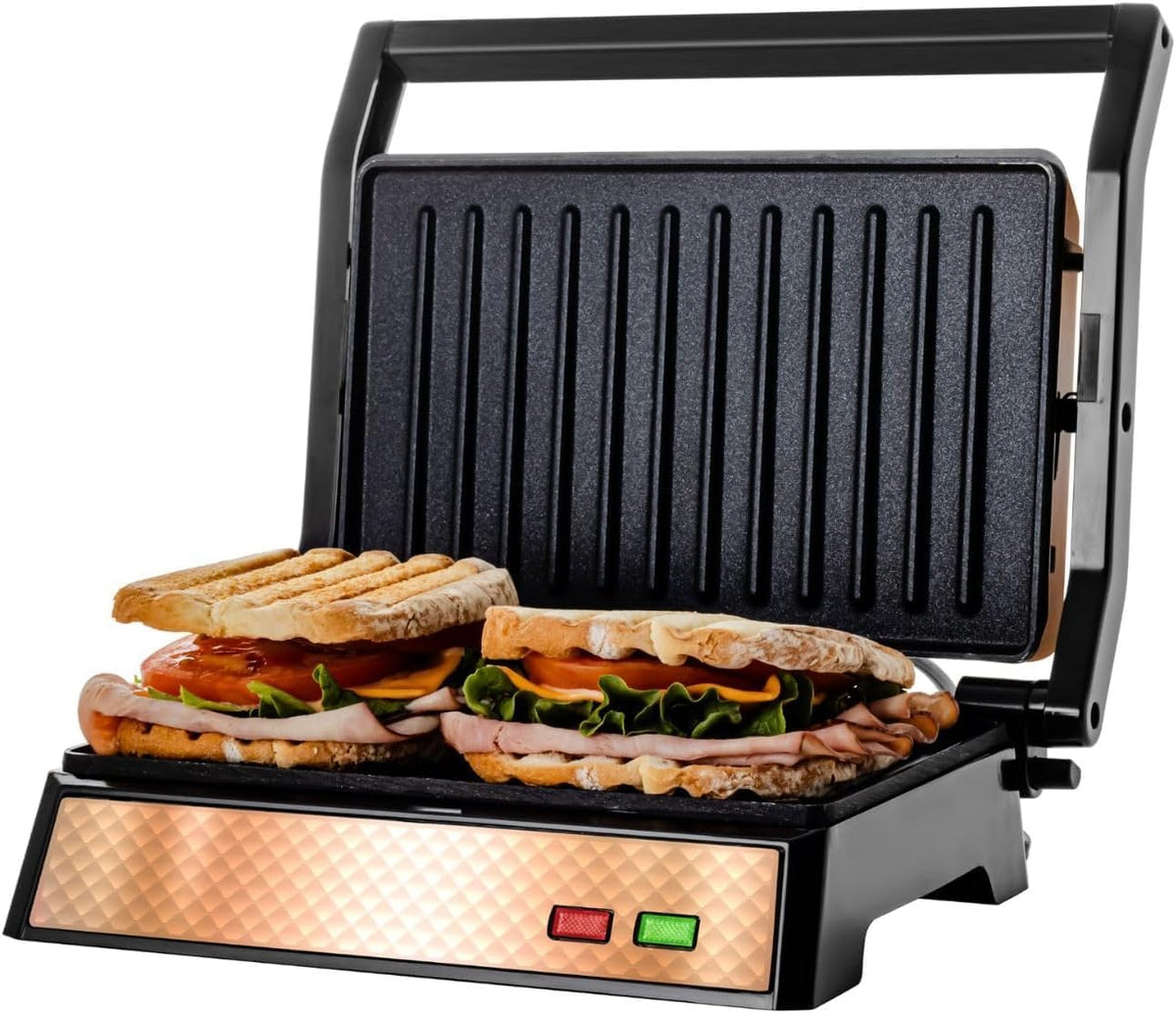OVENTE Electric Sandwich Maker, 750W Non-Stick Plates, Black GPS401B - Perfect for Grilled Cheese, Tuna Melts, Omelets, French Toast, Breakfast Favorites, Light Meals, and Snacks, 750W