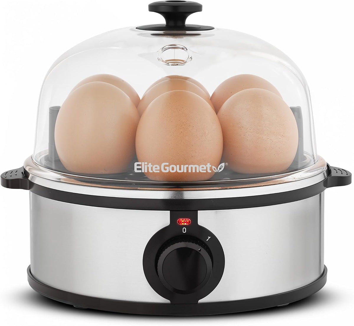 Great Value - Elite Gourmet 7-Egg Electric Egg Cooker, BPA-Free, Auto Shut-Off - Soft, Medium & Hard Boiled, Measuring Cup, EGC115B