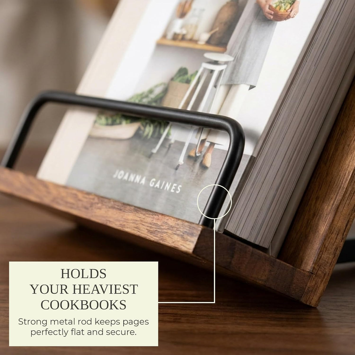 Best Seller - Beautiful Cookbook Stand for Your Kitchen Counter - Solid Wood, Fits iPad - Easily Keeps Cook or Recipe Books Open for Convenient Cooking - Fits Your Tablet and Enhances Any Kitchen Decor