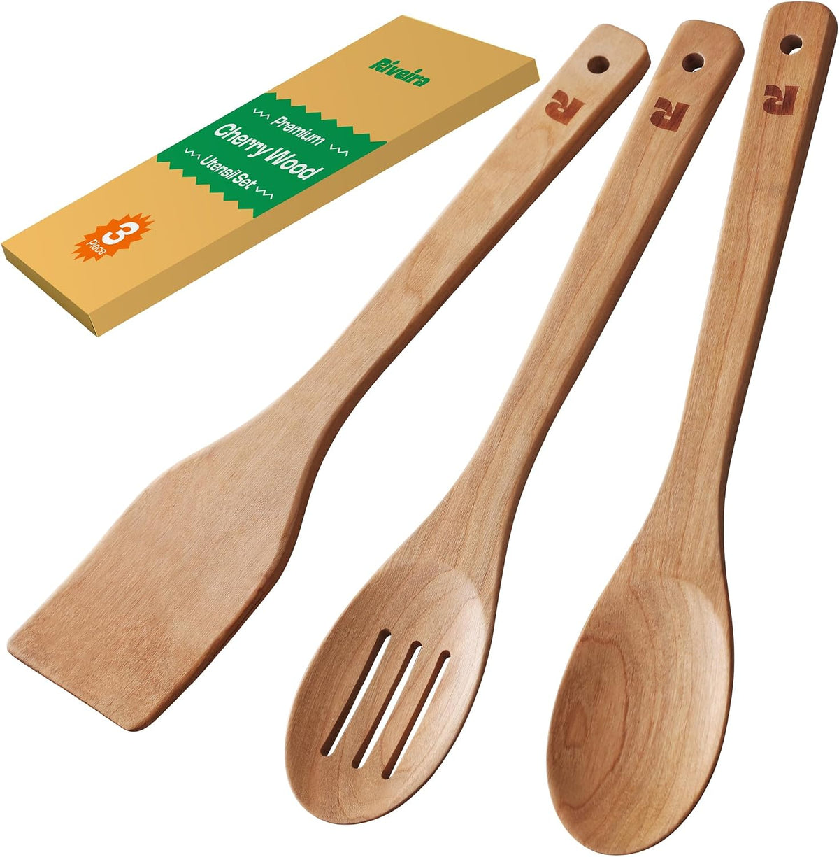 Flash Sale - Riveira Bamboo Cooking Spoons 6-Piece – Wooden Cooking Utensils Set with Wooden Spoons for Cooking & Spatulas Wooden Utensil Sets – Premium Kitchen Utensils Set – Durable First Apartment Essentials