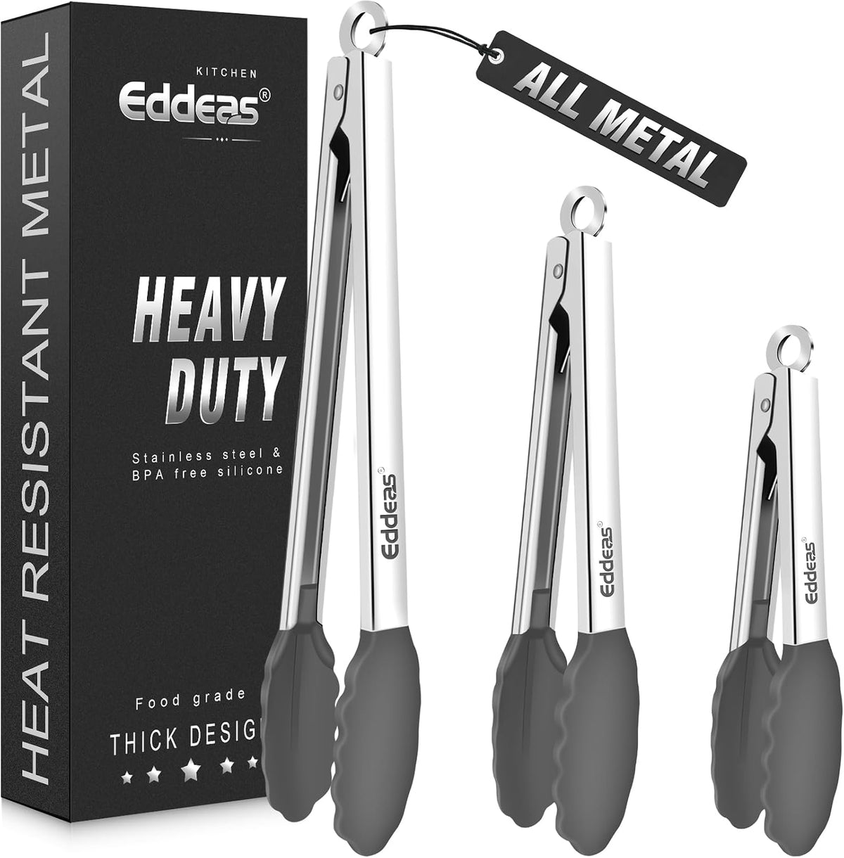Limited-Time Deal - Tongs For Cooking Up to 600 °F Metal Kitchen Tongs 3PCS 7,9,12 Inch - Heat Resistant 600 Degrees Stainless Steel,Heavy Duty Metal Locking Tong for Food,Salad and BBQ Dishwasher Safe