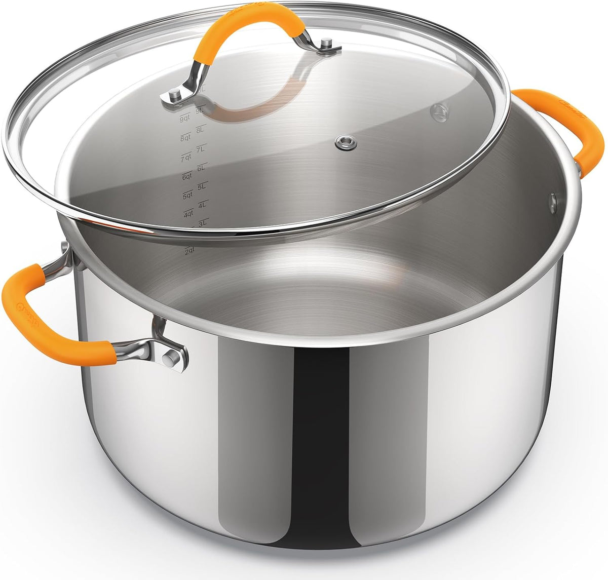Special Offer - 5.2 Quart Stainless Steel Stock Pot with Glass Lid, 4-Layer Composite Base - 18/10 Food Grade, Stay-Cool Silicone Handles, Induction & Oven Safe, Dishwasher Safe, Soup Pot for Pasta, Stew & Simmering