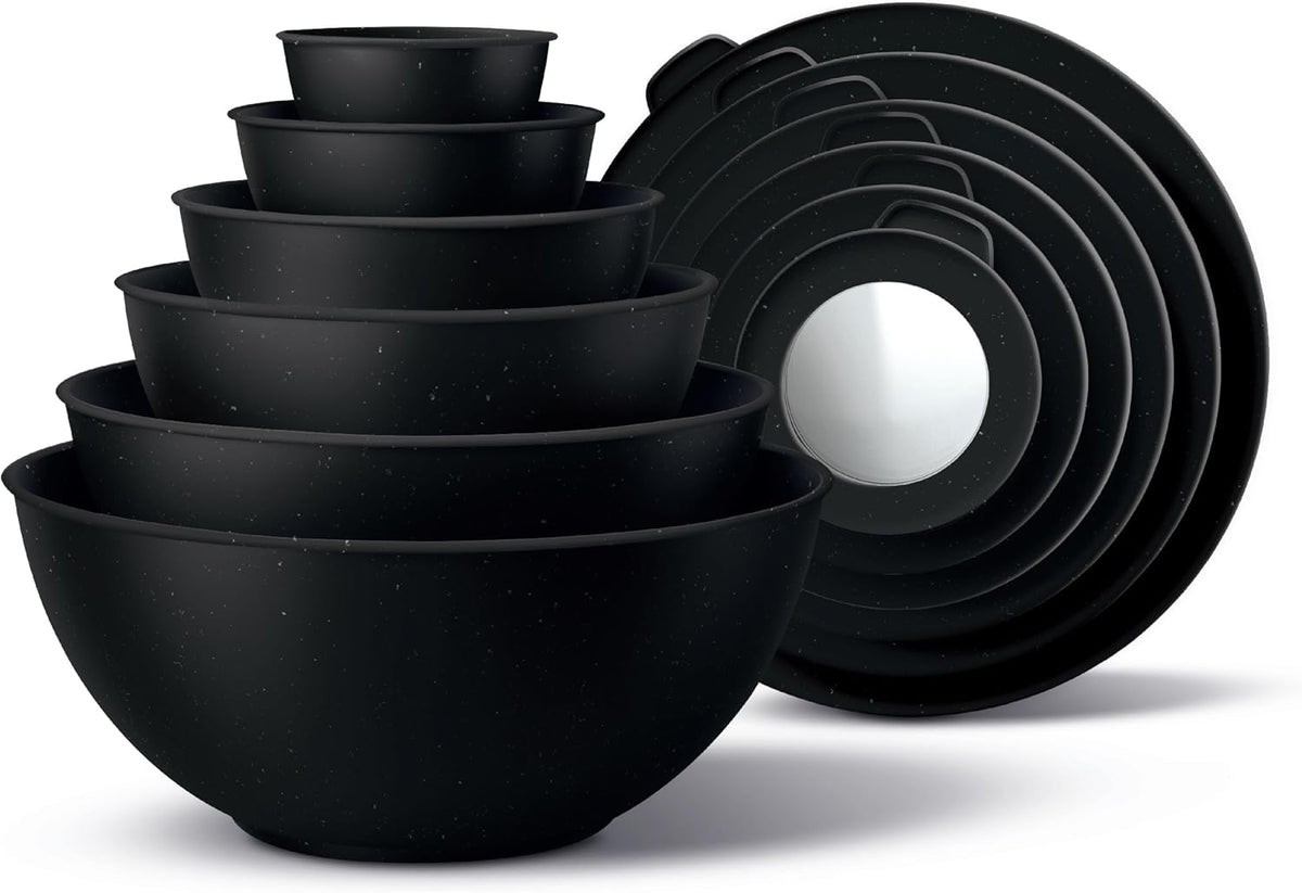 Special Offer - COOK WITH COLOR Mixing Bowls with Lids - 12 Piece Plastic Nesting Bowls Set includes 6 Prep Bowls and 6 Lids, Microwave Safe Mixing Bowl Set, Brown Embossed