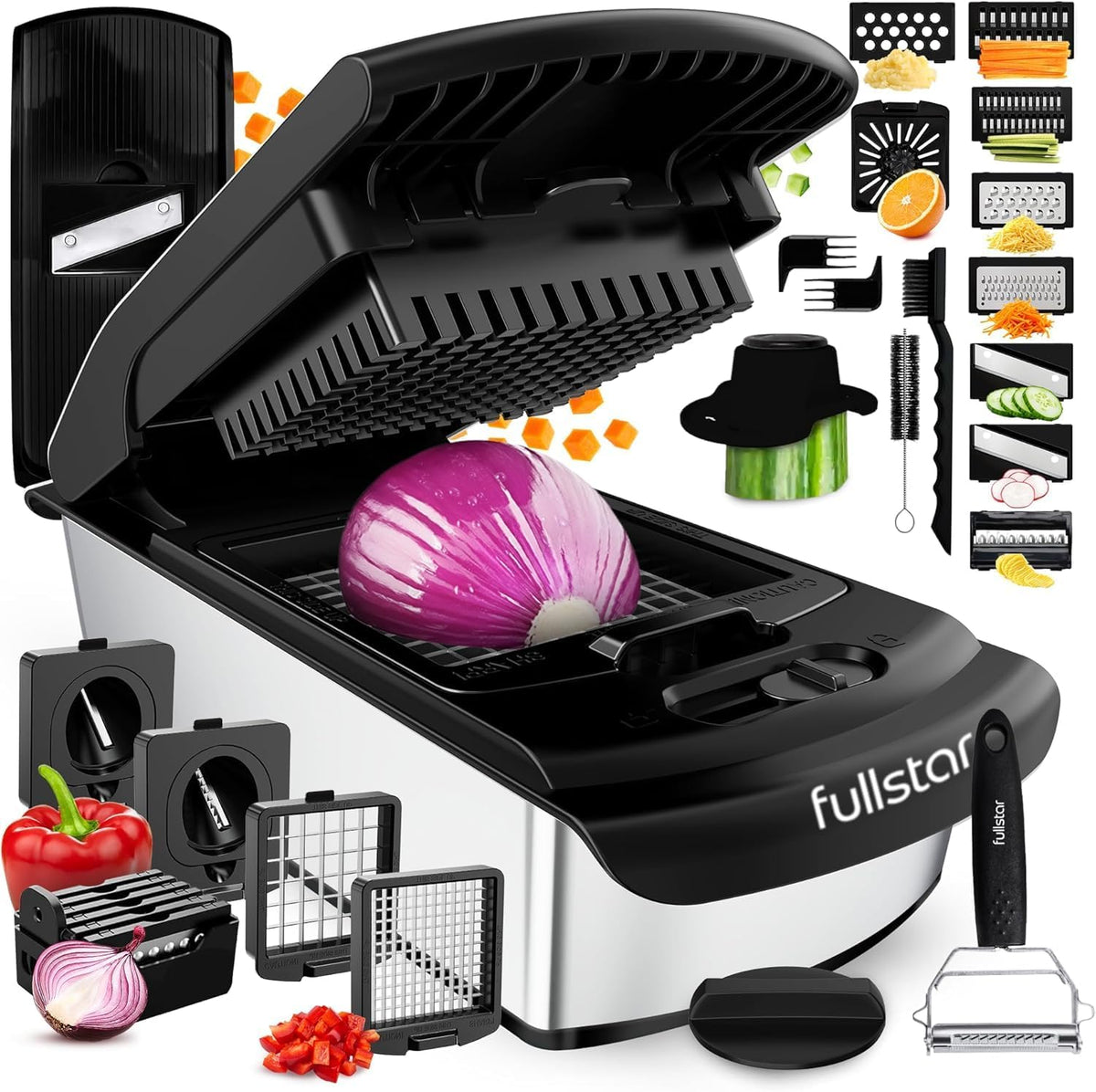Hot Sale - Fullstar Pro Original Vegetable Chopper & Spiralizer, All-in-1 Kitchen Tool - Multi-Blade Veggie Chopper, 5-Cup Container Onion & Food Cutter Dicer Spiralizer Dishwasher Safe Kitchen Gadgets & Essentials