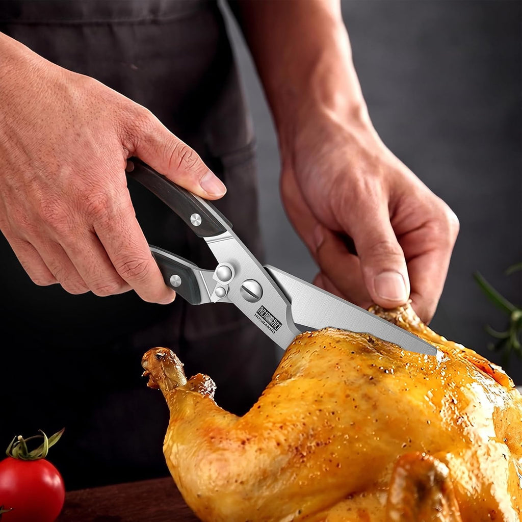 Best Seller - HOSHANHO Kitchen Scissors Heavy Duty, Sharp Kitchen Shears for Poultry - Stainless Steel Kitchen Scissors with Non-Slip Handle & Safety Lock, All Purpose Cooking Scissors for Meat、Turkey、Vegetables