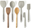 Great Value - Calphalon Prime 7-Piece Silicone and Teak Wood Kitchen Tool Set, Stainless Steel Kitchen Utensil Set, Kitchen Spoon And Spatula Set, Heat Resistant Non-Slip Kitchen Gadgets Set - Navy Blue