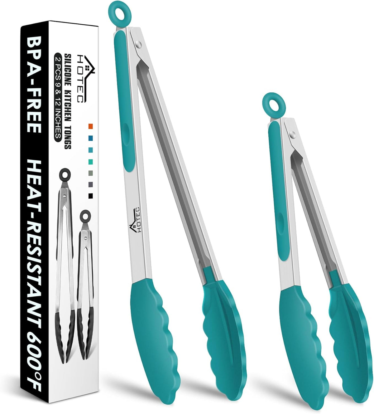 Hot Sale - HOTEC Stainless Steel Kitchen Tongs with Silicon Tips, Set of 3-7, 9 &12 - 600°F Heat-Resistant, Heavy-Duty, Non-Slip, Locking Food Tong for Cooking, Serving, Salad, BBQ, Air Fryer, Dishwasher-Safe