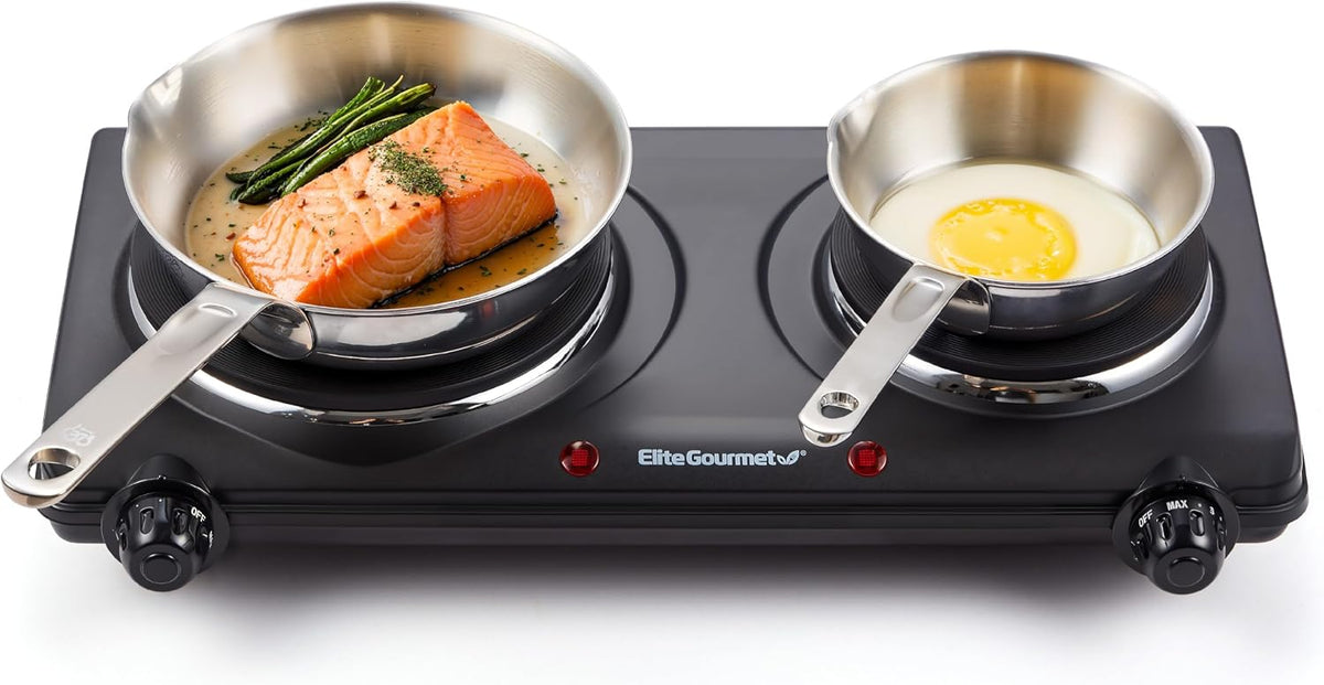 Flash Sale - Elite Gourmet ESB100B Single Coiled Burner Hot Plate, Countertop, Black - Adjustable temperature control with indicator light, easy-to-clean design for quick, reliable electric cooking
