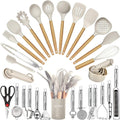 Special Offer - Kitchen Utensils Set- 35 PCs Cooking Utensils with Grater,Tongs, Spoon Spatula &Turner Made of Heat Resistant Food Grade Silicone and Wooden Handles Kitchen Gadgets Tools Set for Nonstick Cookware