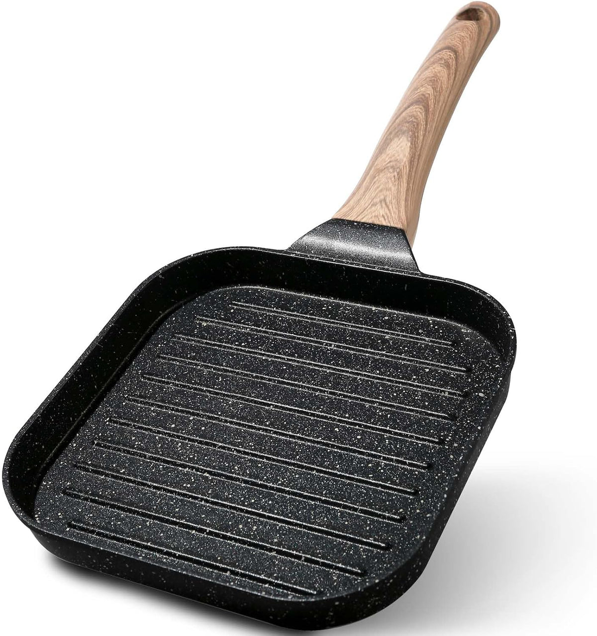Limited-Time Deal - ESLITE LIFE Nonstick Divided Grill Pan for Stove Tops, 11 Inch Versatile 3-In-1 Breakfast Pan, Square Big Grilling Steak Pan for Indoor & Outdoor Cooking, PTFE & PFOA Free, Black