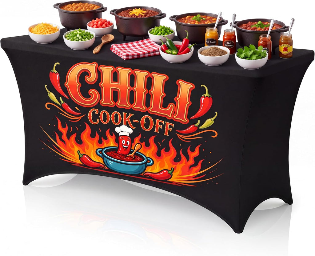 Great Value - Chicplaid 1 Pcs Chili Cook Off Tablecloth 6FT Washable Table Cover for BBQ, - Reusable Washable Chili Pepper Table Skirt for Chili Contest Mexican Fiesta Cinco De Mayo BBQ Vendor Booth Party Decor