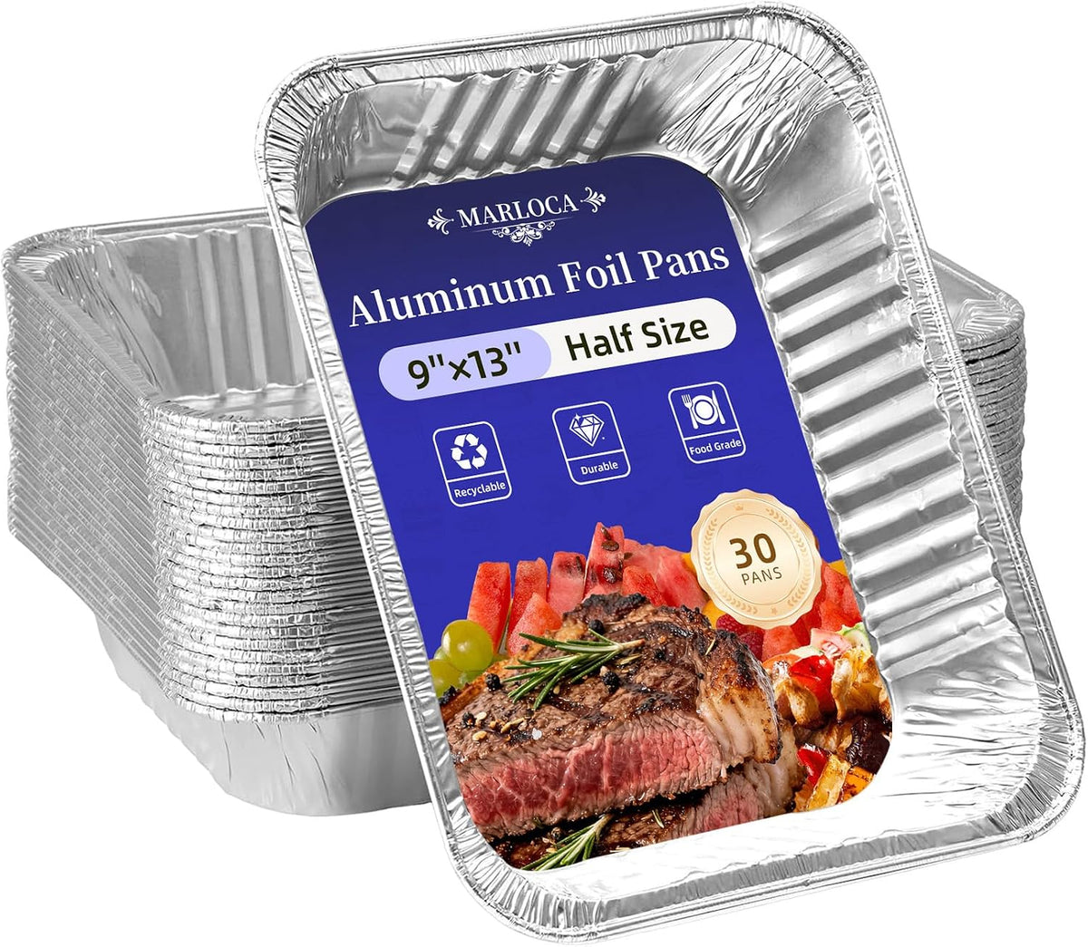 Hot Sale - MARLCOA 9x13 Aluminum Pans with Lids (25 Pack) - Disposable Foil Half Pans - Aluminum Trays for Cooking, Baking, Meal Prep, Storage - Oven, Freezer, Grill Safe, Great for Thanksgiving, Christmas Parties