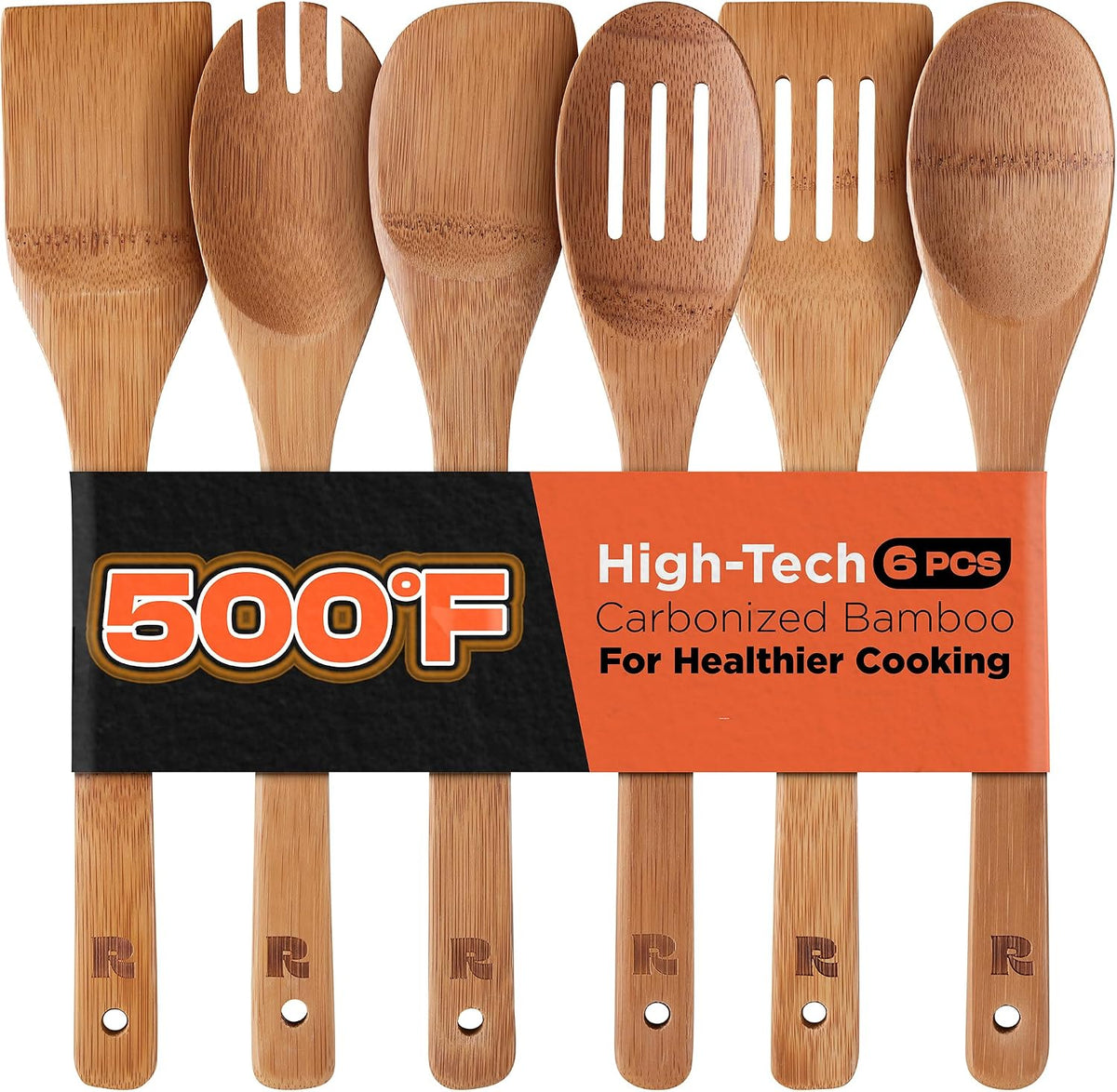 Flash Sale - Riveira Bamboo Cooking Spoons 6-Piece – Wooden Cooking Utensils Set with Wooden Spoons for Cooking & Spatulas Wooden Utensil Sets – Premium Kitchen Utensils Set – Durable First Apartment Essentials