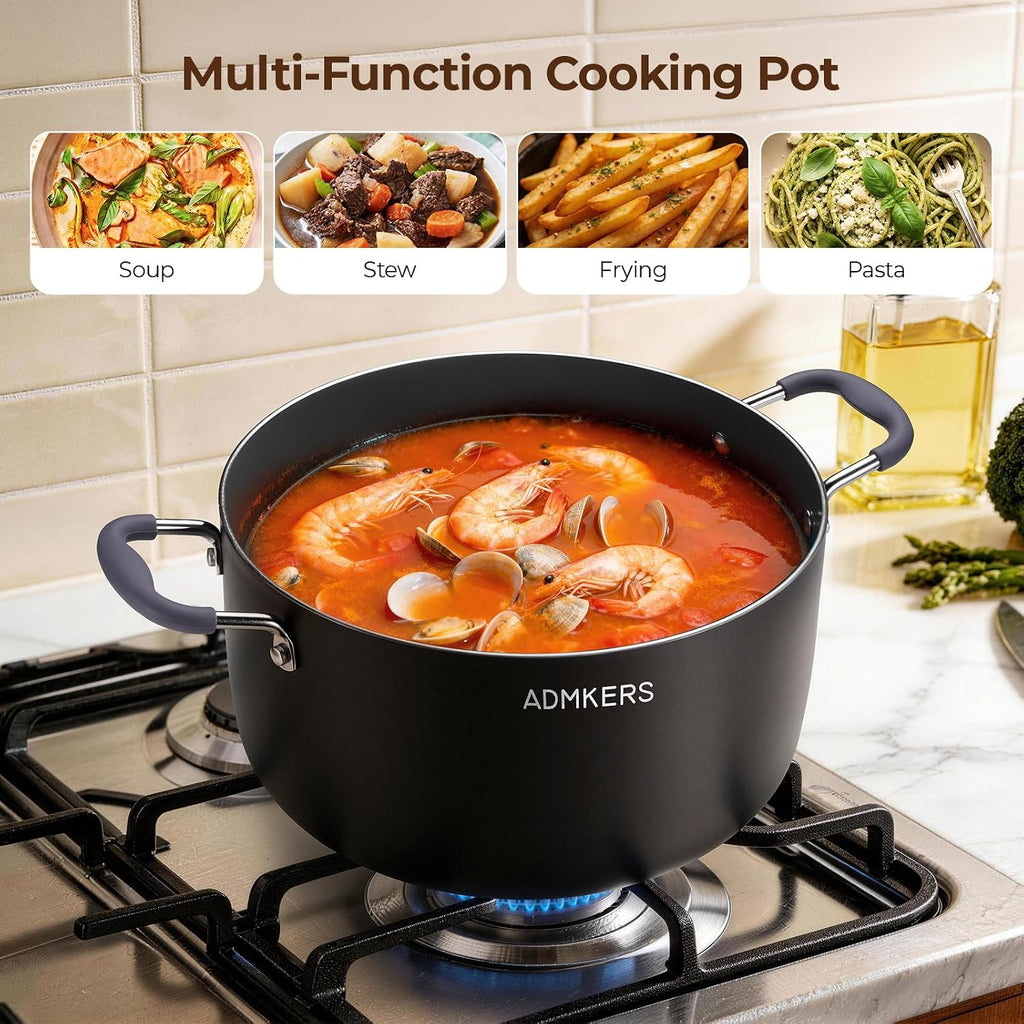 Hot Sale - 8 Quart Ceramic Nonstick Stock Pot with Lid, Induction Soup Pot with Lid - Cooking Pot with Silicone Handle for All Stoves, Healthy Non-toxic Cooking Pot for Stew/Pasta, PFAS & PFOA Free
