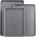 Best Seller - GoodCook Everyday Nonstick Baking Sheet Set, 3 Pack Includes Small (13×9) Medium (15×1) and Large (17×11) Pans Carbon Steel Construction Cookie Sheets Bakeware Set, Gray