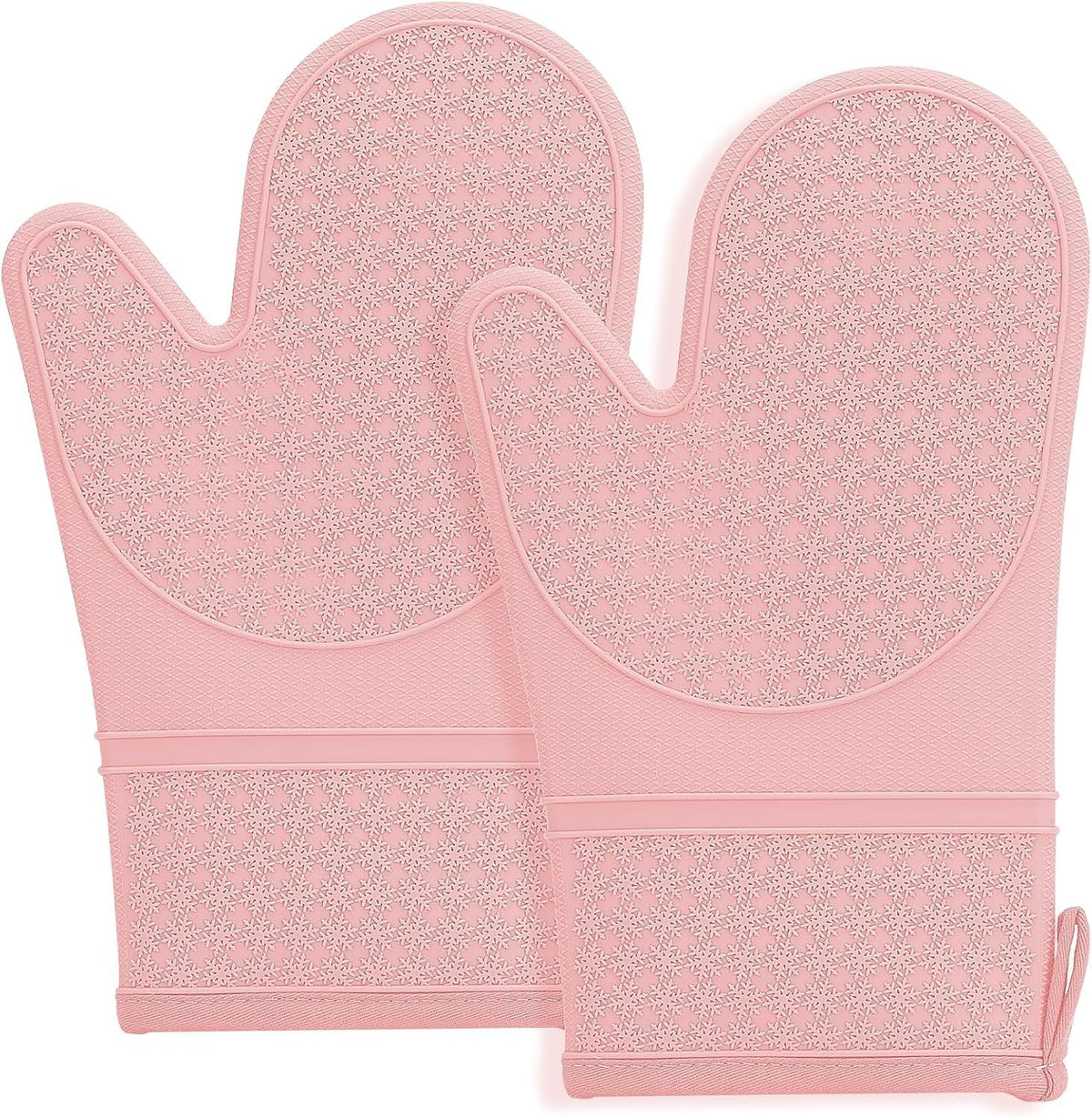 Hovico Silicone Oven Mitts, Heat Resistant 500F Kitchen Mitts 2PCS, 11.6 BPA-Free Soft Baking Gloves, Non-Slip Grip Oven Gloves with Soft Cotton Lining for Kitchen Cooking Baking BBQ - Black