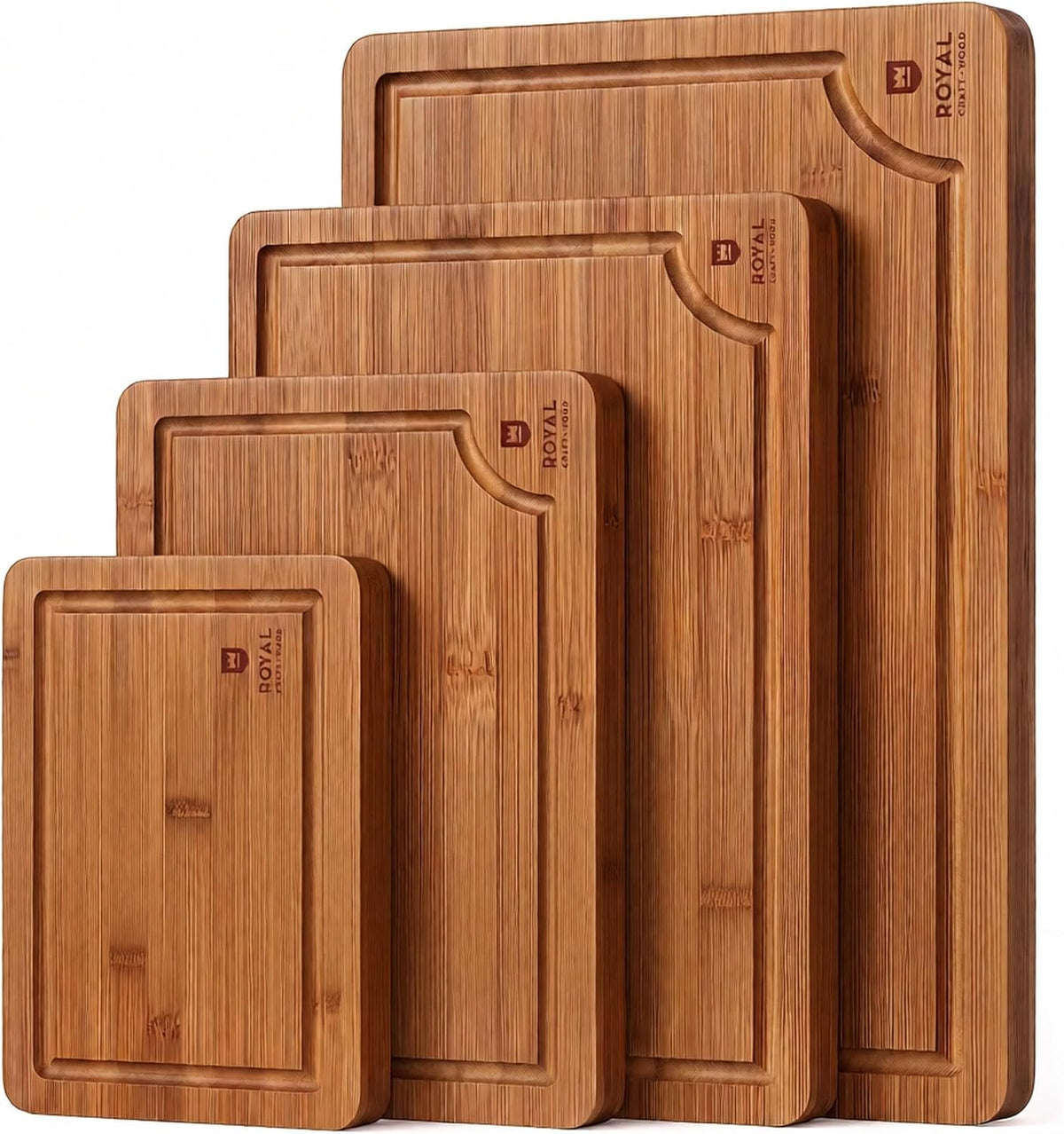 Flash Sale - ROYAL CRAFT WOOD Wooden Cutting Boards for Kitchen Appliances - Non Toxic Bamboo Wood Cutting Board Set with Deep Juice Groove, Side Handles, Charcuterie & Butcher Block for Meat, Meal Prep & Serving
