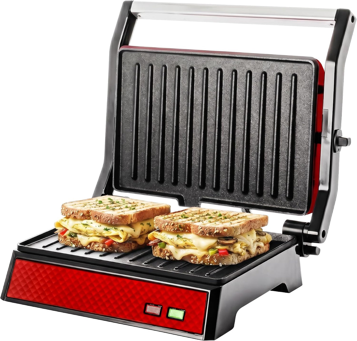 OVENTE Electric Sandwich Maker, 750W Non-Stick Plates, Black GPS401B - Perfect for Grilled Cheese, Tuna Melts, Omelets, French Toast, Breakfast Favorites, Light Meals, and Snacks, 750W