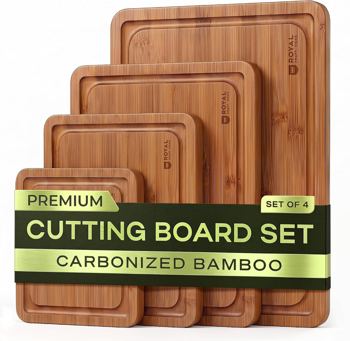 Flash Sale - ROYAL CRAFT WOOD Wooden Cutting Boards for Kitchen Appliances - Non Toxic Bamboo Wood Cutting Board Set with Deep Juice Groove, Side Handles, Charcuterie & Butcher Block for Meat, Meal Prep & Serving