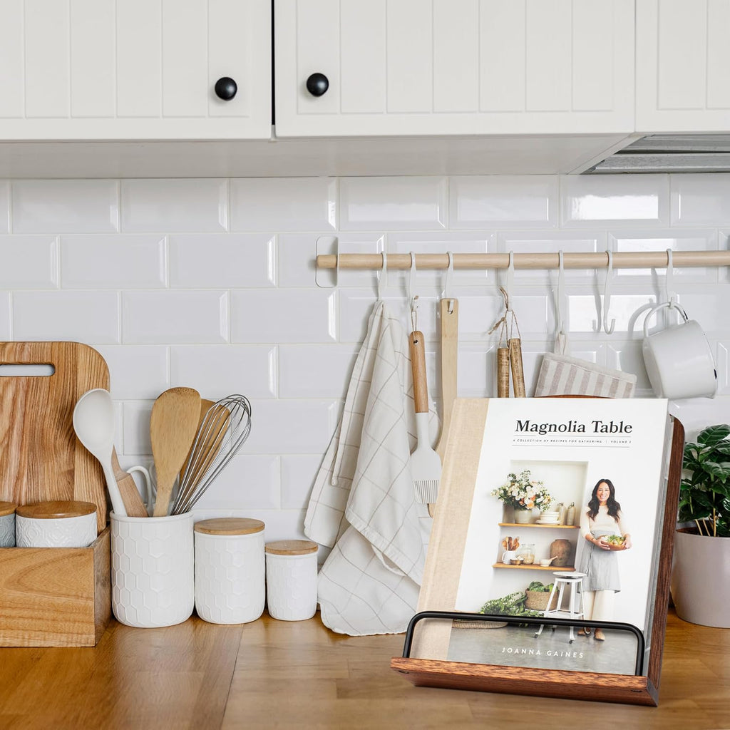 Best Seller - Beautiful Cookbook Stand for Your Kitchen Counter - Solid Wood, Fits iPad - Easily Keeps Cook or Recipe Books Open for Convenient Cooking - Fits Your Tablet and Enhances Any Kitchen Decor