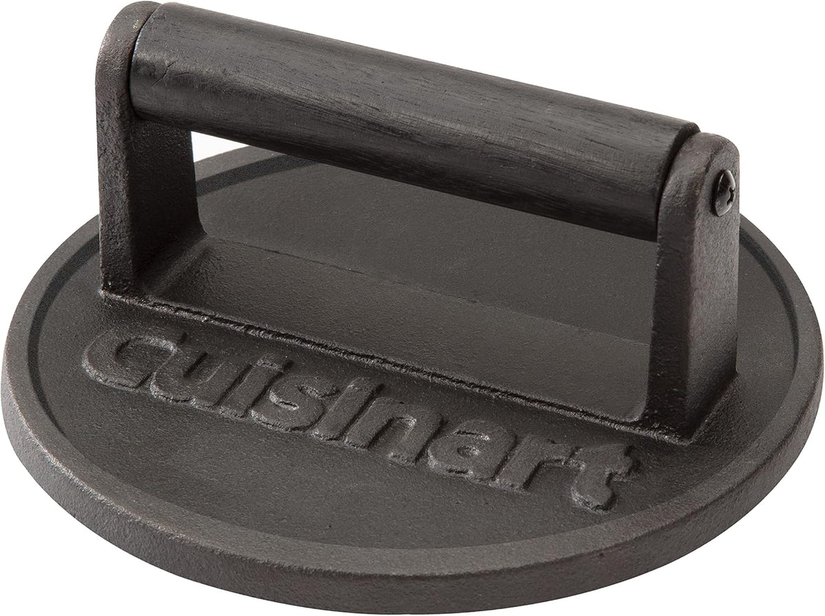 Best Seller - Cuisinart Smash Burger Press, Cast Iron, 6.5 Round Burger Smasher - Hamburger press with round flat edge for crispy carmelization, the go-to grill press for indoor and outdoor cooking, CISB-111
