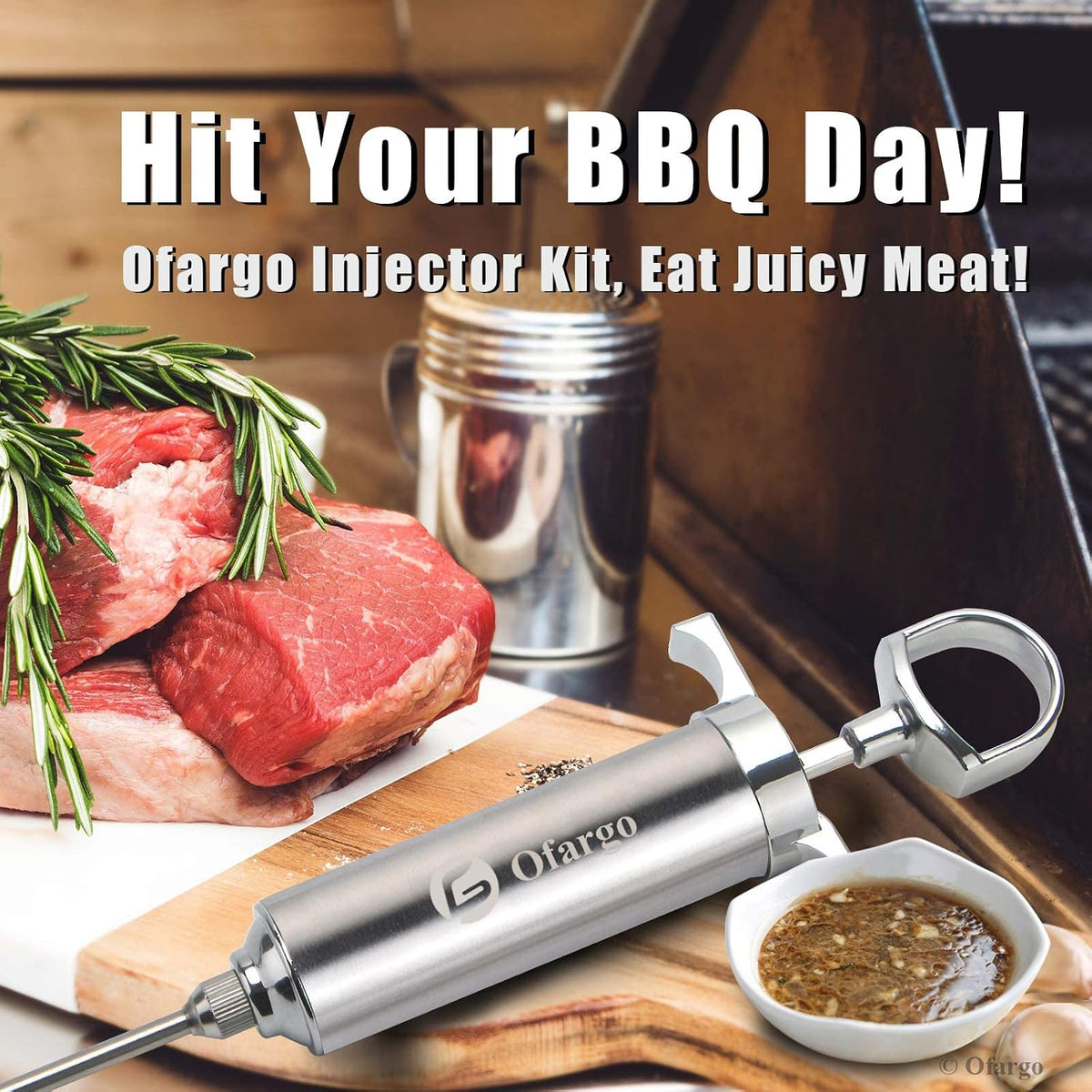 Flash Sale - Ofargo Stainless Steel Meat Injector Syringe Kit with 4 Marinade Needles for BBQ Grill Smoker, Cooking Meat Gifts for Dad Mom Husband Men Him, 2-oz Large Capacity, Both Paper User Manual and E-Book Recipe