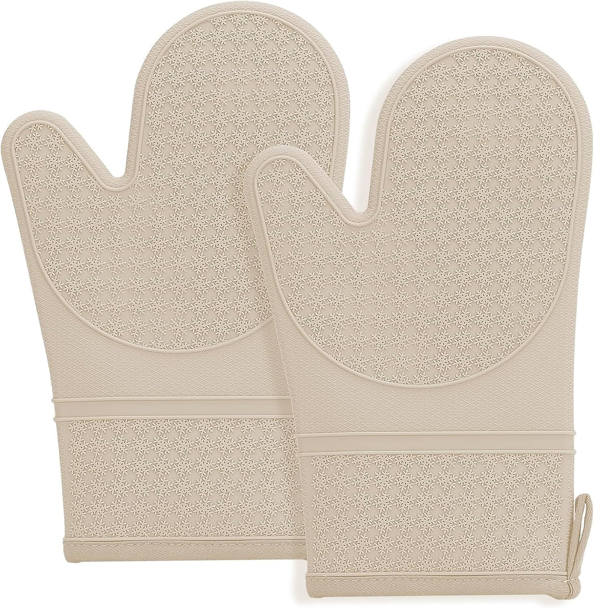 Hovico Silicone Oven Mitts, Heat Resistant 500F Kitchen Mitts 2PCS, 11.6 BPA-Free Soft Baking Gloves, Non-Slip Grip Oven Gloves with Soft Cotton Lining for Kitchen Cooking Baking BBQ - Black