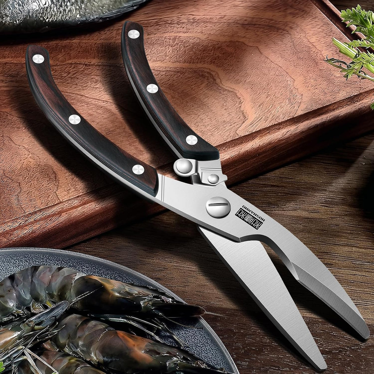 Best Seller - HOSHANHO Kitchen Scissors Heavy Duty, Sharp Kitchen Shears for Poultry - Stainless Steel Kitchen Scissors with Non-Slip Handle & Safety Lock, All Purpose Cooking Scissors for Meat、Turkey、Vegetables