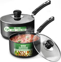 Utopia Kitchen Nonstick Saucepan Set with Lids 1 QT 2 QT Pots PFOS Free - Multipurpose Cooking Pots Set, Nonstick Coating, Even Heat Distribution, Durable, Bakelite Handles, Dishwasher Safe