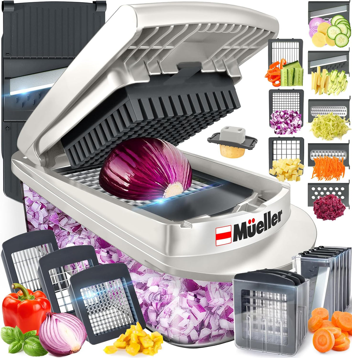 Hot Sale - MUELLER HOME Pro-Series All-in-One, 12 Blade Mandoline Slicer for Kitchen